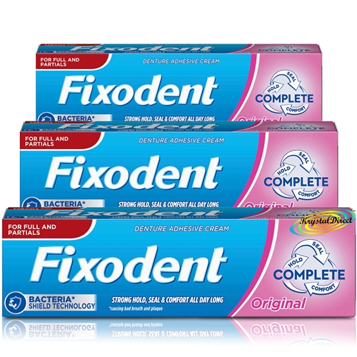 3x Fixodent Original Complete Denture Adhesive Cream 40g Hold Seal & Comfort