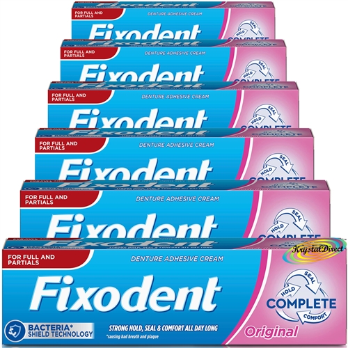 6x Fixodent Original Complete Denture Adhesive Cream 40g Hold Seal & Comfort