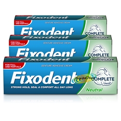 3x Fixodent Neutral Complete Denture Adhesive Cream 40g Hold Seal & Comfort