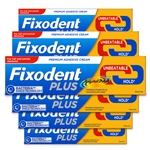 6x Fixodent Plus Denture Adhesive Cream Unbeatable Best Hold 40g Flavour Free