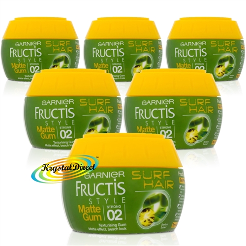 6x Garnier Fructis Style Surf Hair Texturising Matte Gum Strong Hold Pot 150ml