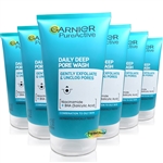 6x Garnier Pure Active Daily Deep Pore Wash Anti Blemish & Shine 150ml