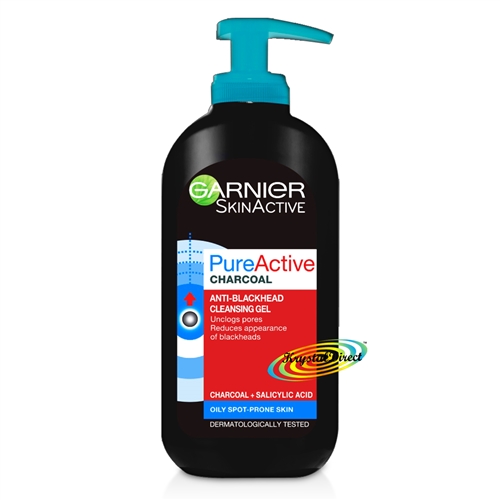 Garnier Pure Active Charcoal Anti Blackhead Cleansing Gel Wash 200ml