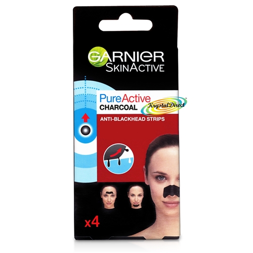 Garnier Pure Active Charcoal Anti Blackhead Nose Forehead Chin Strips 4pcs