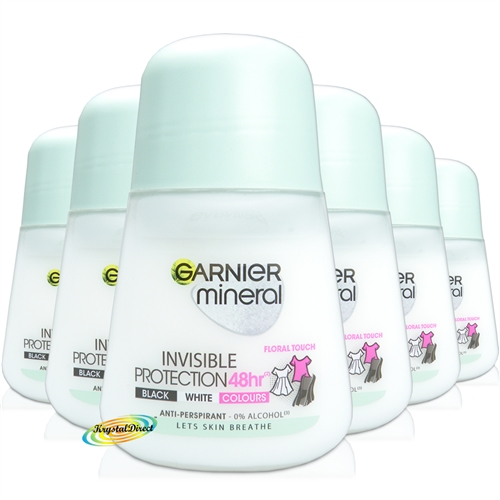 6x Garnier Mineral Invisible Anti Perspirant Deodorant Roll On 50ml