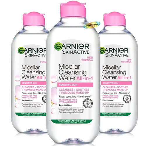 3x Garnier Micellar Cleansing Water Make Up Remover 400ml - 200 Uses, Perfume Free