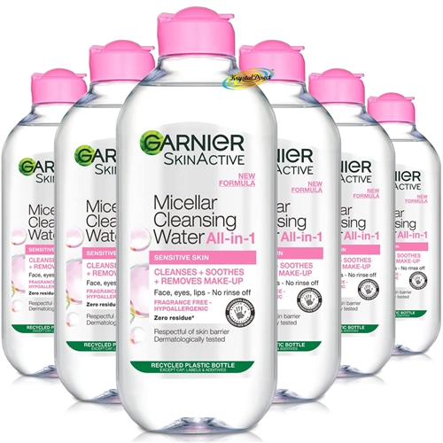 6x Garnier Micellar Cleansing Water Make Up Remover 400ml - 200 Uses, Perfume Free