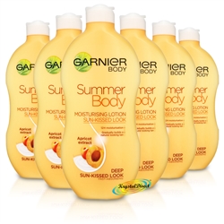 6x Garnier Summer Body Deep Even Tan Moisturiser Lotion 400ml Apricot Extract