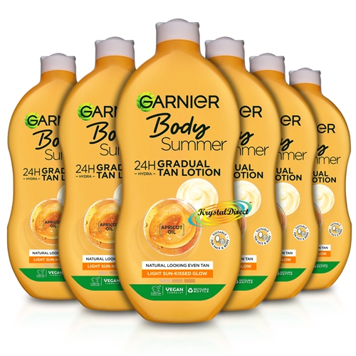 6x Garnier Summer Body Light Even Tan Moisturiser Lotion 400ml Apricot Extract