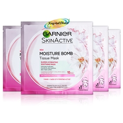 4x Garnier Skin Active Moisture Bomb Hydrating Soothing Chamomile Extract Face Tissue Mask 32g