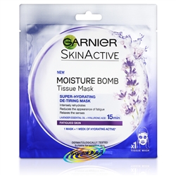 Garnier Skin Active Moisture Bomb Hydrating De Tiring Lavender Essential Oil Face Tissue Mask 32g