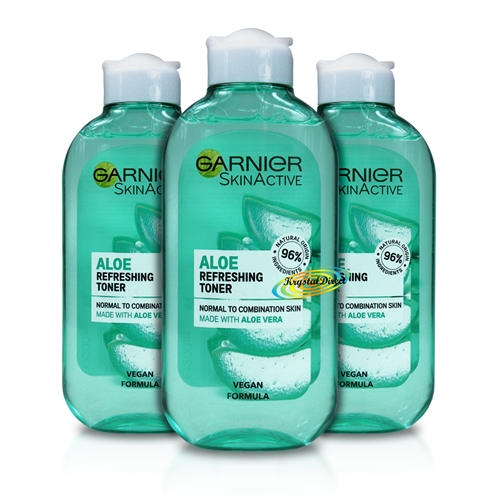 3x Garnier Aloe Vera Refreshing Toner 200ml Normal to Combination Skin