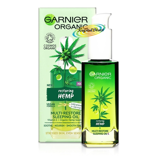 Garnier Organic Hemp Multi Restore Facial Night Sleeping Oil 30ml Vitamin E
