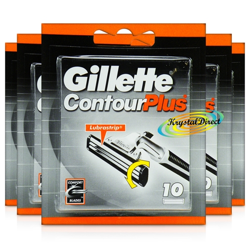 5x Gillette Contour Plus 10 Replacement Razor Comfort Blades 100% Genuine