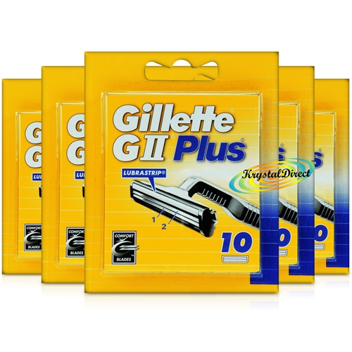 5x Gillette G2 Pack of 10 Replacement Shaving Razor Comfort Blades 100% Genuine