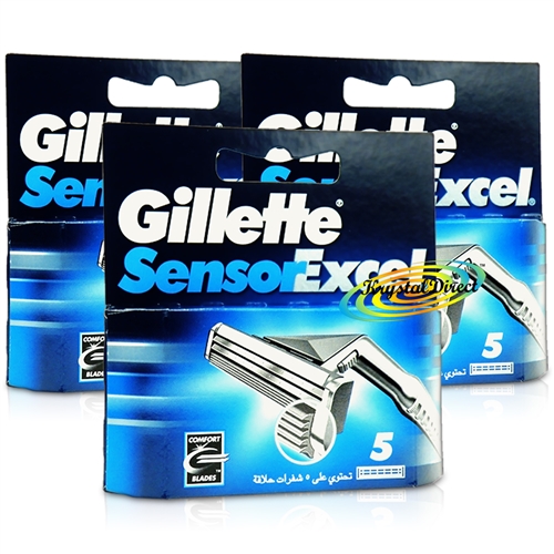 3x Gillette Sensor Excel Pack of 5 Replacement Shaving Razor Blades 100% Genuine