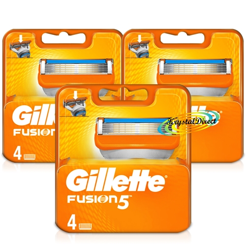 3x Gillette Fusion5 Pack of 4 Replacement Shaving Razor Blades 100% Genuine