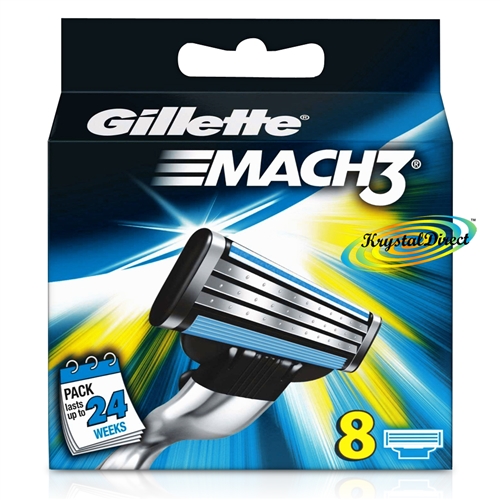 Gillette Mach3 Pack of 8 Replacement Shaving Razor Blades 100% Genuine