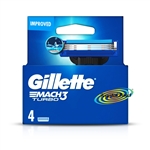 Gillette Mach3 Turbo Pack of 4 Replacement Shaving Razor Blades 100% Genuine