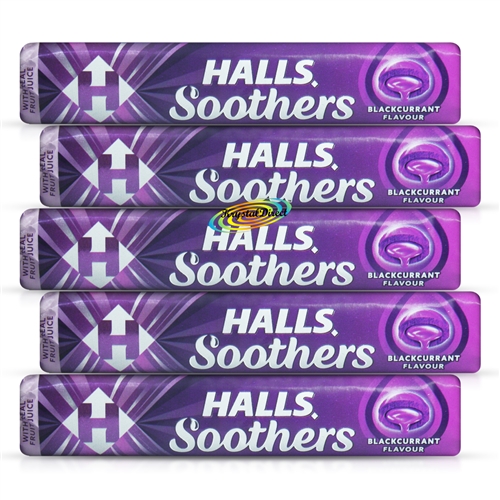 Halls Soothers Blackcurrant With Real Fruit Juice Lozenges for Sore & Dry Throat Relief