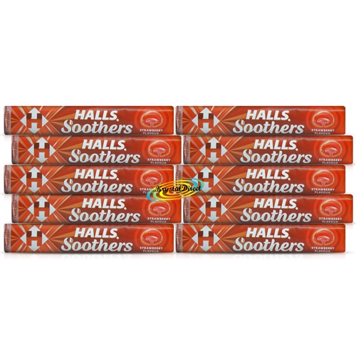 Halls Soothers Strawberry With Real Fruit Juice Lozenges for Sore & Dry Throat Relief
