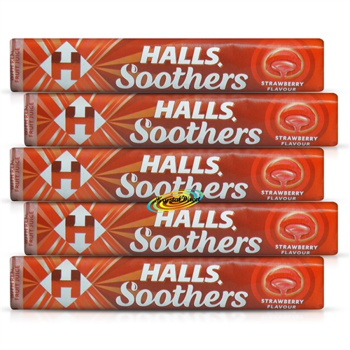 Halls Soothers Strawberry With Real Fruit Juice Lozenges for Sore & Dry Throat Relief