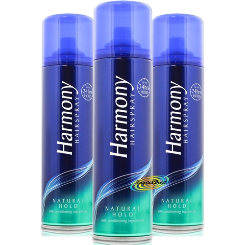 3x Harmony Natural Hold Hair Spray 300ml