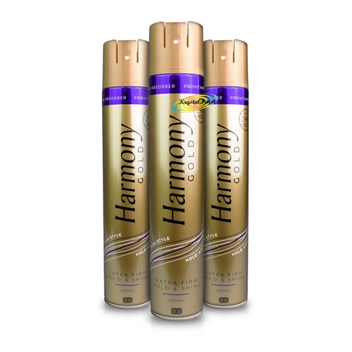 3x Harmony Gold Extra Firm Hold & Shine Argan Oil Hair Spray 400ml