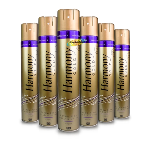 6x Harmony Gold Extra Firm Hold & Shine Argan Oil Hair Spray 400ml