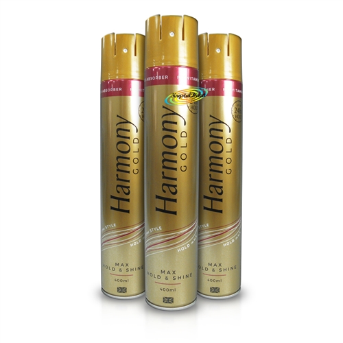 3x Harmony Gold Max Hold & Shine Argan Oil Hair Spray 400ml