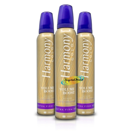 3x Harmony Gold Volume Boost for Fine Hair Extra Firm Hold Hair Mousse 200ml