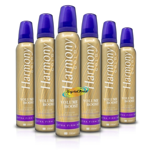 6x Harmony Gold Volume Boost for Fine Hair Extra Firm Hold Hair Mousse 200ml