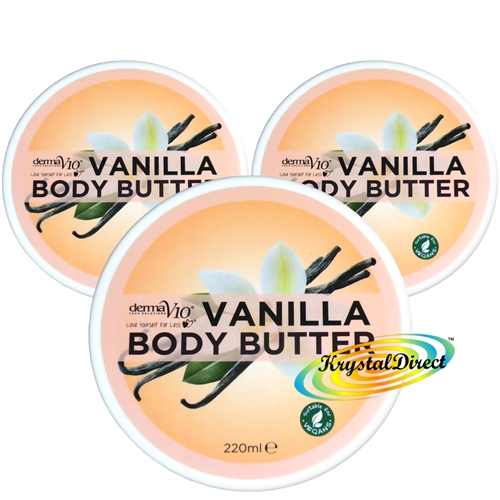 3x DermaV10 Vegan Vanilla Body Butter Moisturiser 220ml