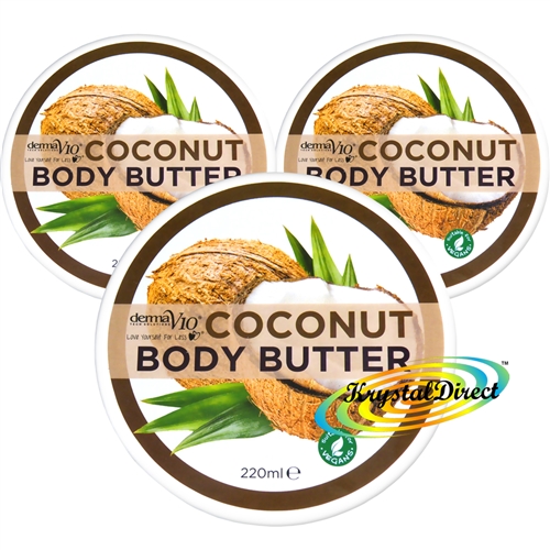 3x DermaV10 Vegan Coconut Body Butter Moisturiser 220ml