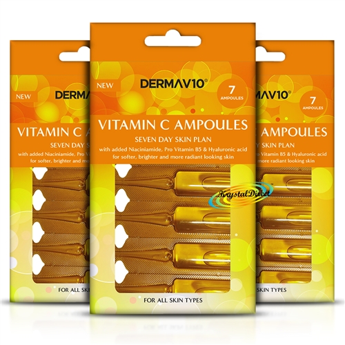Derma V10 Vitamin C Anti Aging Hyaluronic Acid Face Treatment Ampoules 7pcs