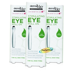 3x Derma V10 Revitalising Eye Roll On 15ml Caffeine Cucumber Extract No Paraben