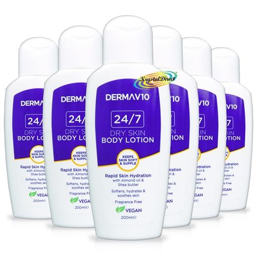 6x Derma V10 Dry Skin Fragrance Free Body Lotion 200ml