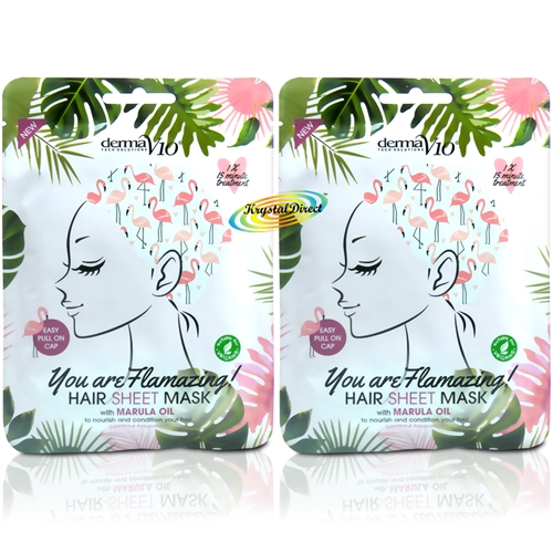 2x Derma V10 You Are Flamazing Hair Sheet Mask with Marula Oil Vegan