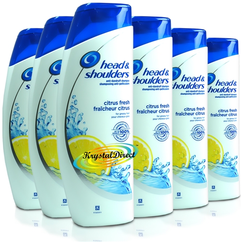 6x Head & Shoulders Citrus Fresh Anti-Dandruff Shampoo For Greasy Hair 400ml