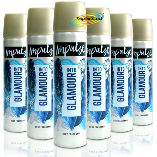 6x Impulse Into Glamour Body Fragrance Spray Deodorant 75ml