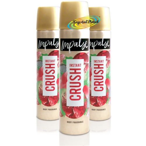 3x Impulse Instant Crush Body Fragrance Spray Deodorant 75ml