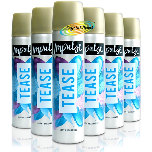 6x Impulse TEASE Body Fragrance Spray Deodorant 75ml