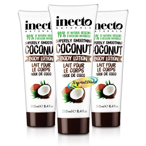 3x Inecto Naturals Superbly Smoothing Organic Coconut Oil Body Lotion 250ml