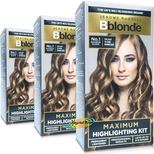 3x Jerome Russell Bblonde Permanent Hair Highlighting Kit No.1 Maximum Blonde