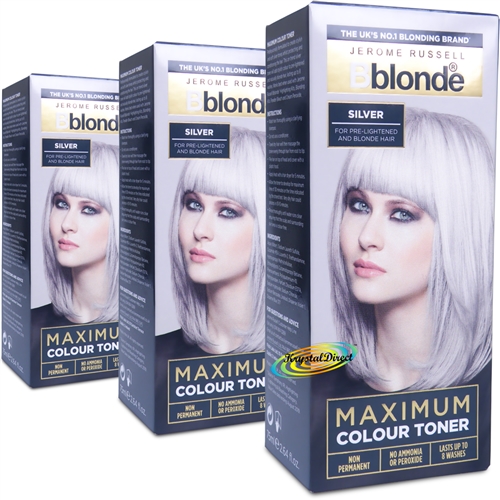 3x Jerome Russell BBlonde Maximum Colour Toner SILVER - Lasts Up To 8 Washes