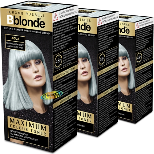 3x Jerome Russell BBlonde Maximum Colour Toner AQUA - Lasts Up To 8 Washes