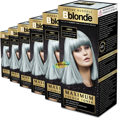 6x Jerome Russell BBlonde Maximum Colour Toner AQUA - Lasts Up To 8 Washes