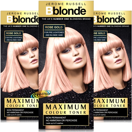 3x Jerome Russell BBlonde Maximum Colour Toner ROSE GOLD - Lasts Up To 8 Washes