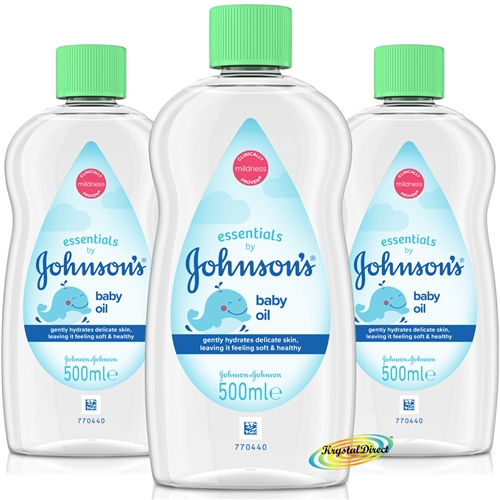 3x Johnsons Baby Massage Oil With Aloe Vera 500ml