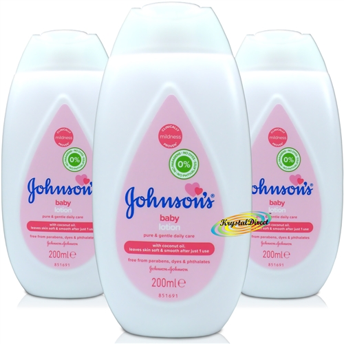 3x Johnsons Baby Lotion 200ml - Gentle Daily Care For Delicate Skin